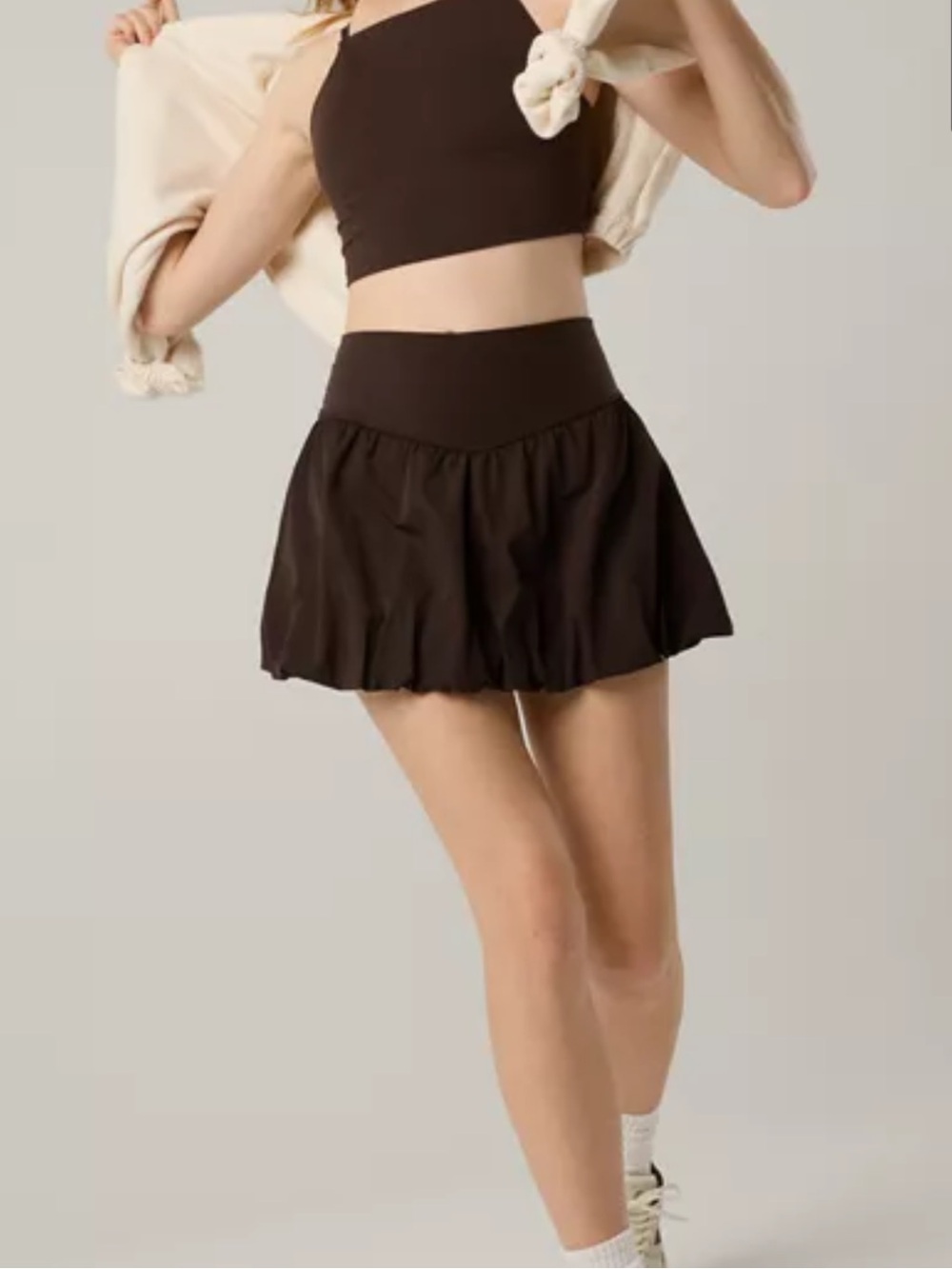 OFFLINE By Aerie Chocolate Brown Real Me Bubble Skirt Large